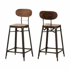 New 🌟 Counter Height Stools Baxton Studio Varek 25.98 In. Bamboo Stackable Counter Stool - Set Of 2 😀