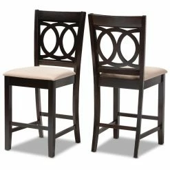 New 🔥 Counter Height Stools Baxton Studio Lenoir 25 In. Upholstered Counter Height Chair - Set Of 2 🔔