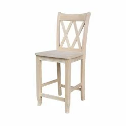 Best reviews of 🥰 Counter Height Stools International Concepts Unfinished Milford 24 In. Double X-Back Counter Stool ❤️